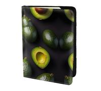 Tarjetero de piel con estampado de aguacate, accesorios de viaje, funda para pasaporte, cartera para mujeres y hombres, Negro -, Talla única