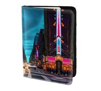 Tarjetero de piel con estampado de calles de Nueva York, accesorios de viaje, funda para pasaporte para mujeres y hombres, Negro -, Talla única
