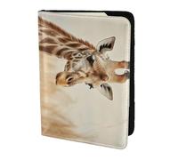 Tarjetero de piel con estampado de jirafa animal, accesorios de viaje, funda para pasaporte para mujeres y hombres, Negro -, Talla única