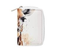 Tarjetero de piel de moda con estampado de jirafa de acuarela de animales, tarjetero de gran capacidad, pequeño y cómodo, fácil de poner en bolsillos, bolsas de mano, mochilas, etc. Conoce tu