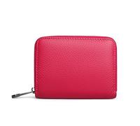 Tarjetero de piel sintética para hombre, cartera con cremallera y 20 ranuras para tarjetas, funda duradera y ligera para tarjetas de visita para uso diario, Rojo rosa, Classic