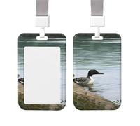 Tarjetero de plástico transparente para tarjetas de identificación, diseño de pájaros de la naturaleza, protector vertical para tarjetas de nombre, funda impermeable para tarjetas con cordón, soporte