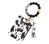 Tarjetero de pulsera, soporte protector portátil para tarjetas, tarjetero bohemio con borlas, cartera con cordón para autobús y tarjetas de identidad, D