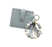 Tarjetero de silicona con borlas de poliuretano para mujer, organizadores multifuncionales con cierre seguro de broches de presión, cartera de borlas de poliuretano esencial de viaje, Azul, Belleza