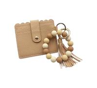 Tarjetero de silicona con borlas de poliuretano para mujer, organizadores multifuncionales con cierre seguro de broches de presión, cartera de borlas de poliuretano esencial de viaje, Caqui, Belleza