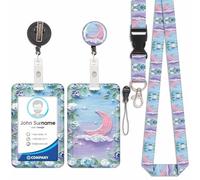 Tarjetero flor de pintura al óleo, tarjetero, cordón desmontable con clip retráctil para tarjetas de visita, tarjetas de puerta, carnés de identidad, etc.
