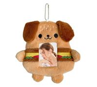Tarjetero fotográfico de peluche, portatarjetas para ventilador de | Portatarjetas de fotos de animales de peluche, funda protectora con diseño de perro hamburguesa para foto de celebridad, tarjeta de