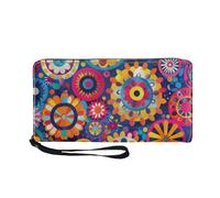 Tarjetero Mujer Mandala Amarillo Azul Piel Billetera Bolso Mujer Monedero Carteira Multiple Slots Compartments Cartera Bolsa Pequeña Wallet with Zipper Carteras Grande Cartera 11x20cm/1 Pieza
