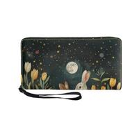 Tarjetero Mujer Planta De Conejo Marrón Piel Billetera Bolso Mujer Monedero Carteira Multiple Slots Compartments Cartera Bolsa Pequeña Wallet with Zipper Carteras Grande Cartera 11x20cm/3 Pieza