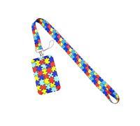 Tarjetero multiusos con cordón de anime para autismos, a la moda, para tarjetas de visita y accesorios de llavero