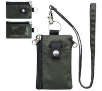 Tarjetero para bloqueo para rfid 8 Tarjetas Tejido Impermeable(Dark Green) | para bloqueo para rfid , para ultra fino, cordón desmontable, tejido canvas durable, ideal viaje