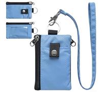 Tarjetero para bloqueo para rfid 8 Tarjetas Tejido Impermeable(Light Blue) | para bloqueo para rfid , para ultra fino, cordón desmontable, tejido canvas durable, ideal viaje