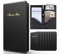 Tarjetero para cheques de invitados, paquete de 10 y 20 unidades, color negro con impresión de agradecimiento dorada, tamaño 14 x 25 cm