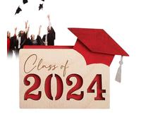 Tarjetero para graduados, funda de madera para tarjetas de identidad, felicitaciones de graduación, recuerdo de celebración de escuela secundaria para fiesta de amistad, cena familiar, Red, Refer to