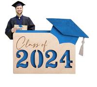 Tarjetero para graduados, funda de madera para tarjetas de identidad, felicitaciones de graduación, recuerdo de celebración de escuela secundaria para fiesta de amistad, cena familiar, Blue, Refer to