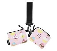 Tarjetero para monedero para mujer, tamaño compacto, protector para tarjetas de identificación con correa de muñeca para hombres y mujeres, 2 piezas, Cupcakes sin costuras., 4.13"(L) x 3.5"(W),