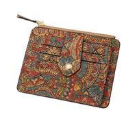 Tarjetero para Mujer, Cartera Delgada para Mujer - Titular de la tarjeta de crédito floral vintage,Carteras Pequeñas para Mujer, Tarjetero Delgado Marrón para Licencia de Conducir, Tarjetas de Identif