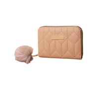 Tarjetero para tarjetas de crédito bancario, monedero con bola de pelo, cartera de mano con múltiples ranuras para dinero en efectivo para mujeres y niñas, funda de moda con brillo de labios, Khaki