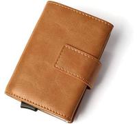 Tarjetero Ranuras, Monederos con botones magnéticos, protección comercial, billetera de crédito para identificación, billetera de cuero Pu para hombre, tarjetero con cremallera inteligente Vintage