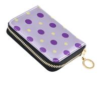 Tarjetero RFID para mujer, diseño de lunares, color morado oscuro | Monedero para dinero en efectivo, bolsillo para monedas con cremallera, bolso compacto, piel sintética