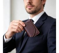 Tarjetero semicurvado, funda de bolsillo de piel sintética, Marrón, Classic | Diseño delgado y portátil, costuras limpias, tiene capacidad para múltiples tarjetas de visita, ideal para la oficina