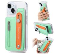 Tarjetero trasero para teléfono móvil, adhesivo para cartera de teléfono Macaron, soporte para tarjetas de crédito con cremallera para iPhone, Samsung, Android y todos los teléfonos móviles, correa de