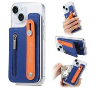 Tarjetero trasero para teléfono móvil, adhesivo para cartera de teléfono Macaron, soporte para tarjetas de crédito con cremallera para iPhone, Samsung, Android y todos los teléfonos móviles, correa de