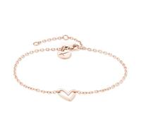 Tarmaris - Pulsera para mujer de acero inoxidable con colgante de corazón, tamaño ajustable e impermeable, 21 cm, Acero inoxidable, No es una piedra preciosa