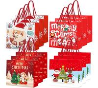 Tarocat 12 Piezas Bolsas Navidad, 26 × 20 × 11 cm Bolsas con Etiqueta para Envolver Regalos Suministros para Fiestas