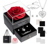 Tarocat Eternal - Collar con colgante y pendientes (caja de regalo), diseño de rosa