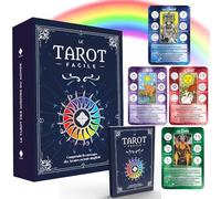 Tarot adivinatorio - Tarot fácil - 78 cartas + folleto + 200 páginas (francés) - ¡Aprende a leer los arcanos fácil y de forma lúdica! Ideal para principiantes - Tarjetas grandes