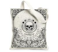 Tarot - Bolsa de lona para mujer, diseño místico vintage, luna, rosa, otoño, negro, lavable, reutilizable, pequeña, ideas para viajes, trabajo, compras, librería, 13 x 15 pulgadas