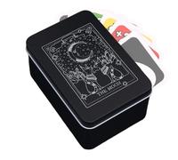 Tarot Card Box - Metal Storage Case With Moon & Sun Print, Organizer For Decks, Playing Cards & Jewelry | Protective Holder For Oracle Cards, Keeps Collections Safe, Gift For Teens & Adults