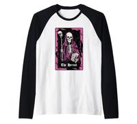 Tarot Card - El Esqueleto Ermitaño Oscuro Camiseta Manga Raglan