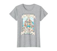 Tarot Card Otaku Ahegao Lewd Hentai Anime Oculto Pagano Wicca Camiseta, Mujer, Gris Jaspeado, XL