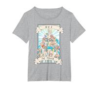 Tarot Card Otaku Ahegao Lewd Hentai Anime Oculto Pagano Wicca Camiseta, Mujer Tallas Grandes, Gris Jaspeado, 2XL Grande