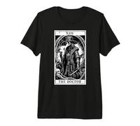 Tarot Card Plague Medical Doctor Magic Occult White on Black Camiseta Premium