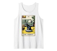 Tarot Card The Chariot Cat Robot Aspirador Divertido Gato Camiseta sin Mangas