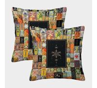 Tarot Collage Fundas Cojines Antialérgicas 2 Piezas Collage Artos Funda De Almohada Poliéster Cuadradas Un Detalle Romántico para La Persona Que Amas 45x45cm