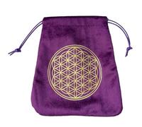 Tarot de almacenamiento de terciopelo con cordones para entusiastas de hogar para runas, cartas de oráculo, baraja estándar, Purple, flower of life, Unisex