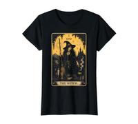Tarot de Bruja gótico Oculto Gato Luna Arte Halloween Mujeres Camiseta gráfica económica, Mujer, Negro, M