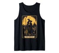 Tarot de Bruja gótico Oculto Gato Luna Arte Halloween Mujeres Camiseta sin Mangas