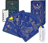 Tarot de Marsella + folleto y Libro electrónico de 196 páginas Tarot adivinatorio en francés Principiante | Juego Tradicional de 78 Cartas | Videncia, Adivinación y Guidance