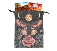 Tarot Deck Storage Bag,Soft Velvet Drawstring Pouch for Oracle and Crystal | Bolsa de tarot con cordón de 18 x 13 cm, terciopelo impreso de doble cara, protección contra arañazos