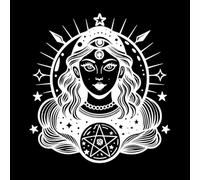 Tarot místico inspirado en una mujer con estrellas y símbolos. Pegatinas de tallado fino 67.2x71.5cm Pintura mural artística Blanco