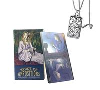 Tarot of Oppositions Deck- Juego de 78 Cartas - Embalaje de Caja de Color Simple Principiantes - Incluye Collar de Tarot