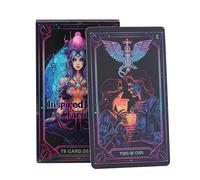 Tarot Oracle Cards - Baraja de la fortuna de neón, 1 juego de cartas para principiantes, juego de oráculo con imágenes vibrantes, juego de entretenimiento, paquete de tarot versión en inglés para