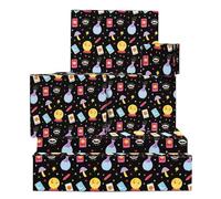 Tarot Papel De Regalo - Negro - 6 Hojas De Black Wrap With Crystals Cards & Stars - Cumpleaños Wrap For Amigos Teens & Adultos - Navidad Holidays Halloween Mystic-Themed Fiestas