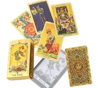 Tarot Rider Waite Regalo, con Libro Guía en Español e Inglés, 78 Cartas Tarot de lámina Dorada para Coleccionar, PVC, Resistente al Agua y a Las Arrugas, Baraja Tarot para Principiantes