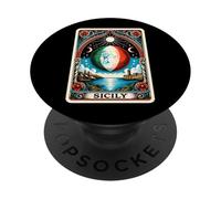 Tarot siciliano carta con luna italiana en sicilia PopSockets PopGrip Adhesivo